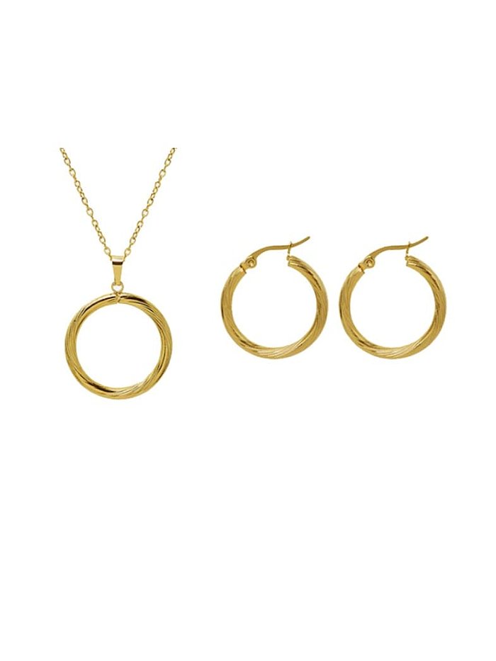 Titanium 316L Stainless Steel Minimalist Geometric Earring and Necklace Set with e-coated waterproof