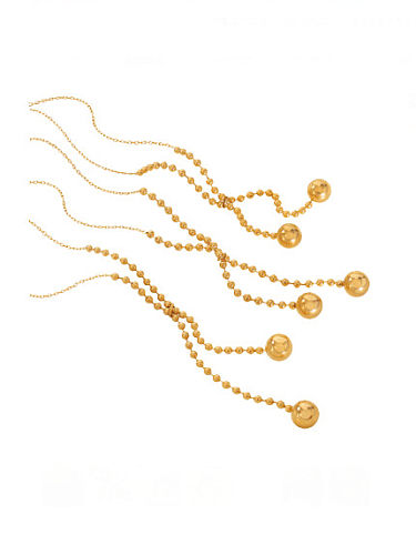 Collier Lariat Vintage en Perles d'Acier au Titane avec Gland Rond