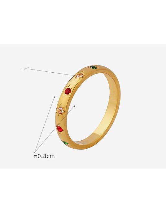 Titanium Steel Cubic Zirconia Geometric Vintage Band Ring