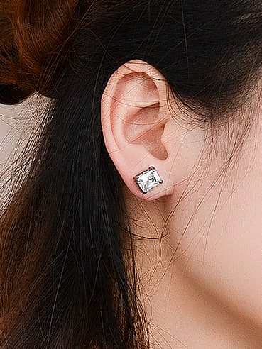 Titanium 316L Stainless Steel Cubic Zirconia Geometric Vintage Stud Earring with e-coated waterproof