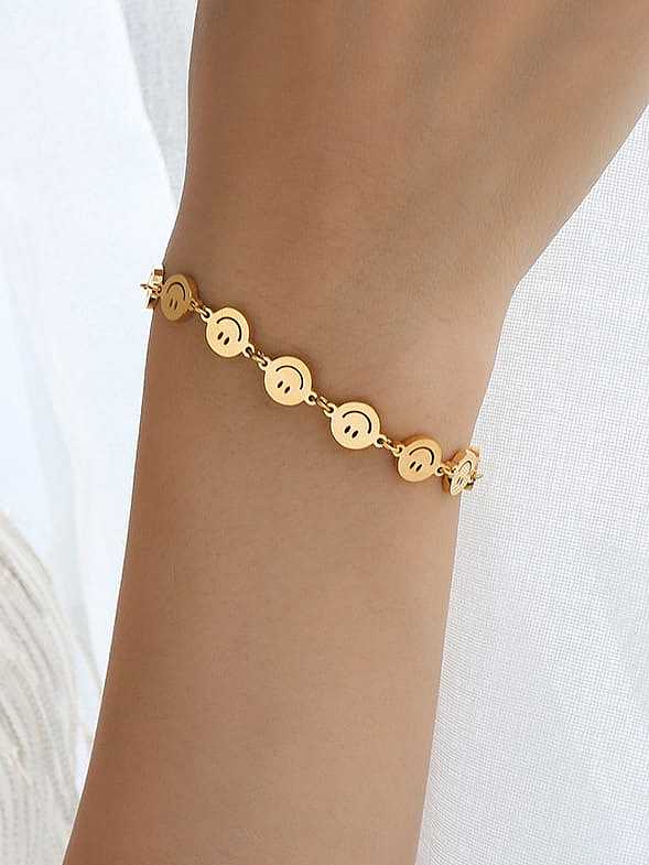 Titanium 316L Stainless Steel Smiley Minimalist Bracelet with e-coated waterproof