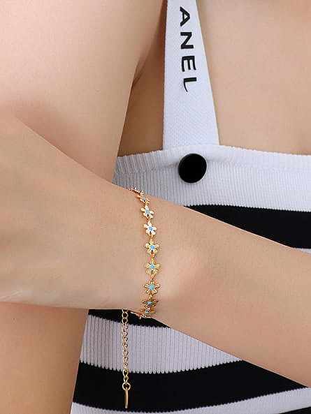 Titanium Steel Enamel Minimalist Flower Bracelet and Necklace Set