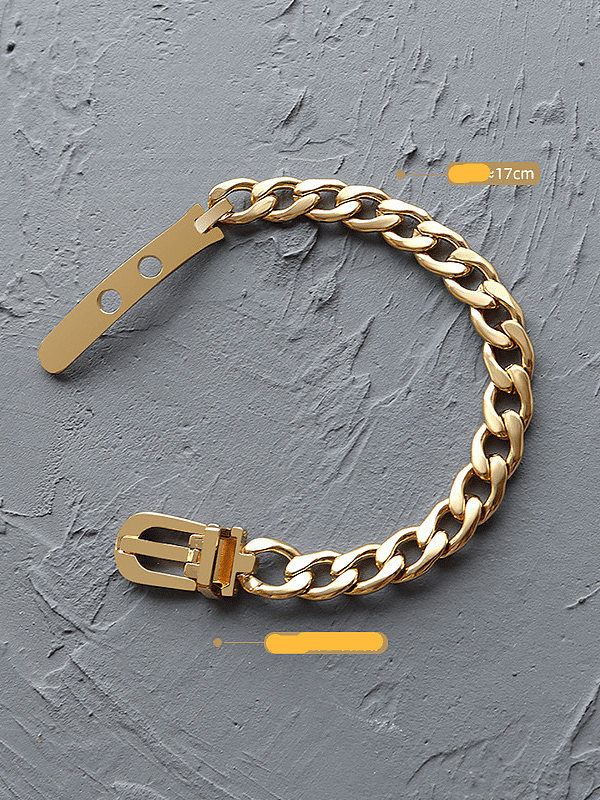 Bracelet à maillons vintage géométriques en acier inoxydable titane 316L avec revêtement en e étanche