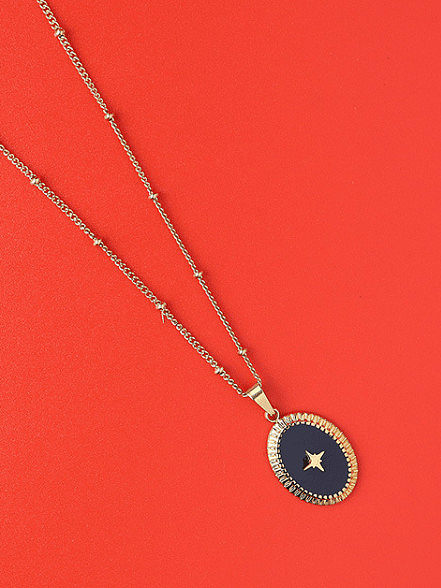 Titanium 316L Stainless Steel Enamel Oval Minimalist Necklace with e-coated waterproof