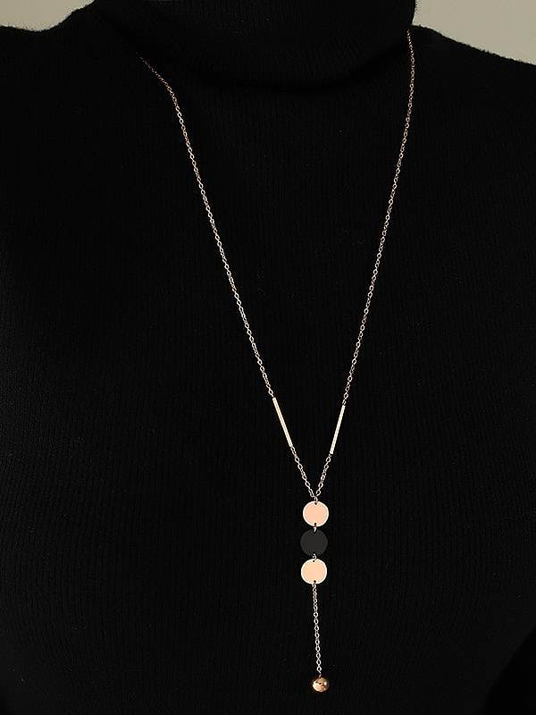 Geometrische, minimalistische Quasten-Halskette aus Titanstahl