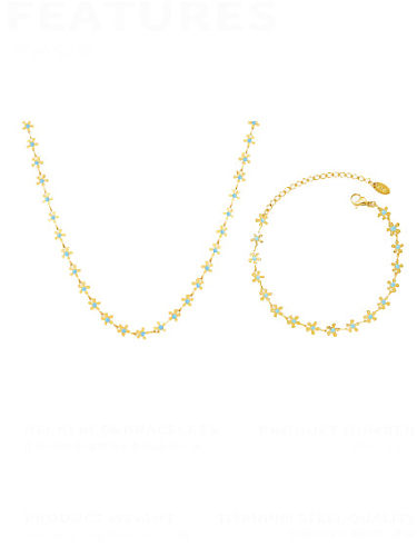 Minimalistisches Blumen-Armband und Halsketten-Set aus Titan-Stahl-Emaille