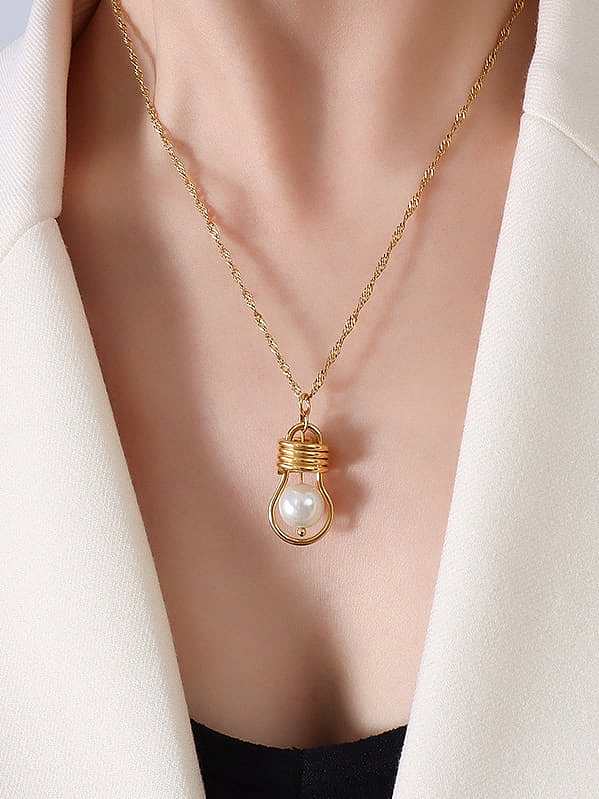 Unregelmäßige minimalistische Halskette aus Titan-Stahl-Perlenimitat