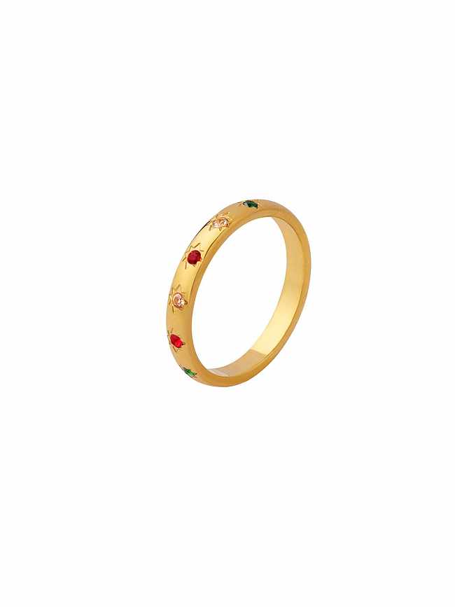 Titanium Steel Cubic Zirconia Geometric Vintage Band Ring