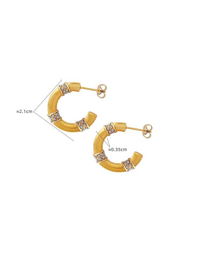 Titanium Steel Cubic Zirconia Geometric Trend Stud Earring