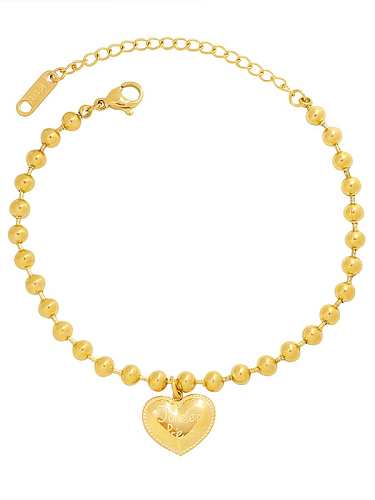 Bracelet perlé minimaliste en forme de coeur en acier au titane