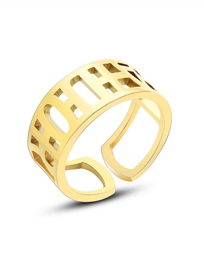 Titanium Steel Geometric Minimalist HollowLetter Band Ring