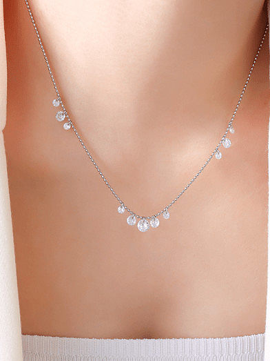 Collar minimalista geométrico de diamantes de imitación de acero titanio