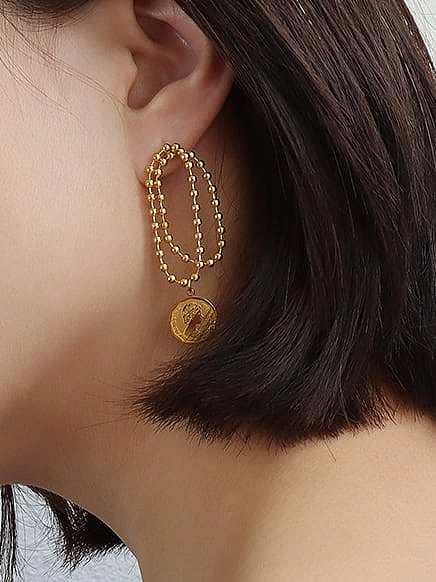 Boucles d'oreilles géométriques vintage en titane avec perle en acier inoxydable 316L avec revêtement en e imperméable