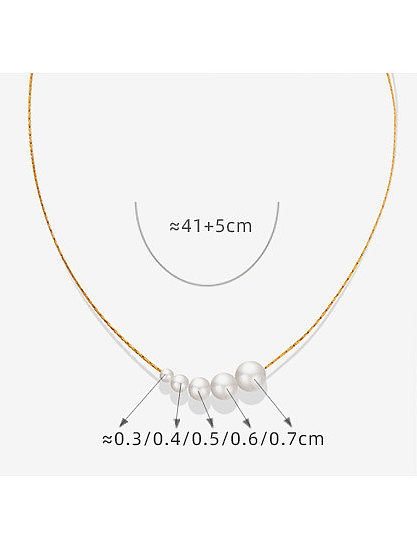 Titanium Steel Freshwater Pearl Geometric Minimalist Necklace