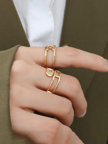 Titanium Steel Geometric Minimalist Stackable Ring