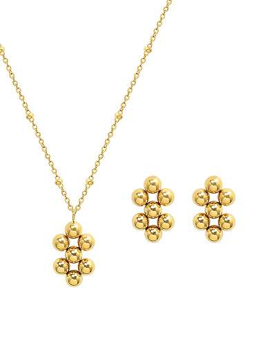 Boucles d'oreilles et collier géométriques vintage en perle d'acier au titane