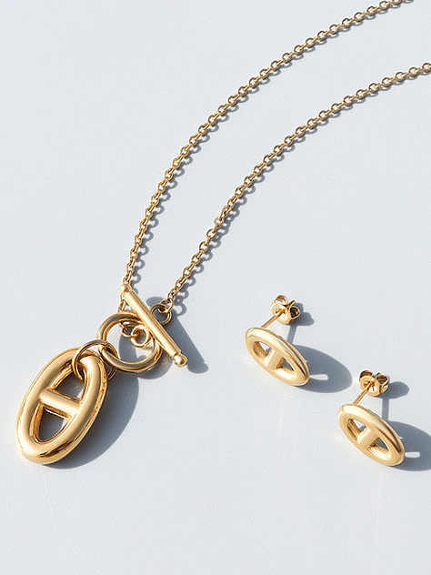 Titanium 316L Stainless Steel Vintage Geometric Pendant Necklace with e-coated waterproof