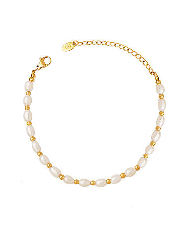 Ensemble bracelet et collier vintage irrégulier avec perle d'eau douce en acier titane