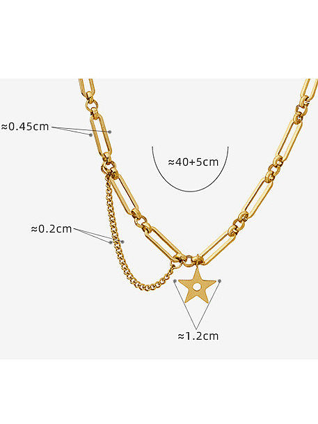 Titanium Steel Pentagram Hip Hop Hollow Chain Necklace