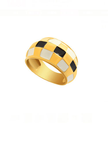 Titan-Stahl-Emaille-geometrischer Vintage-Band-Ring