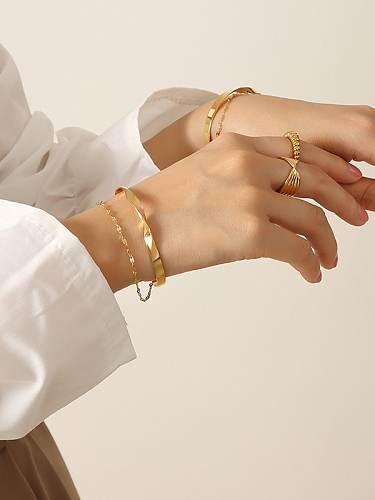 Titanium Steel Geometric Vintage Double Layer Chain Cuff Bangle