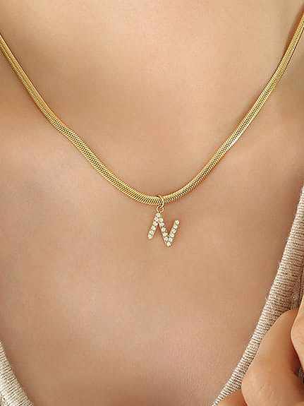 Titanium Steel Cubic Zirconia Letter Vintage Necklace