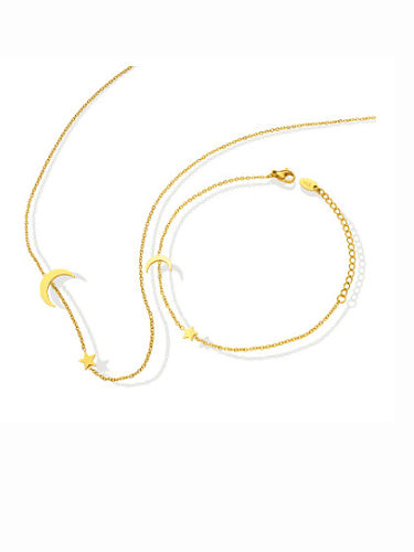 Ensemble bracelet et collier lune minimaliste en acier titane