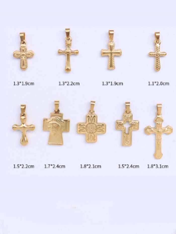 Titanium 316L Stainless Steel Vintage Cross Pendant with e-coated waterproof
