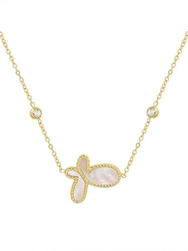 Collier Minimaliste Papillon Coquillage Acier Titane