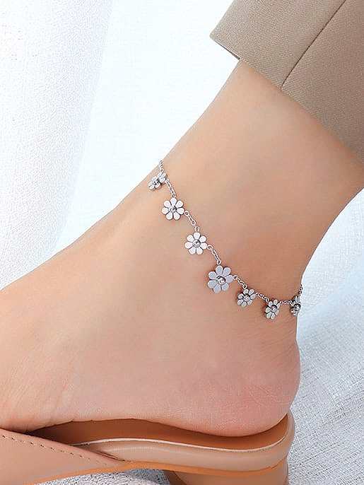 Titanium Steel Flower Vintage Anklet