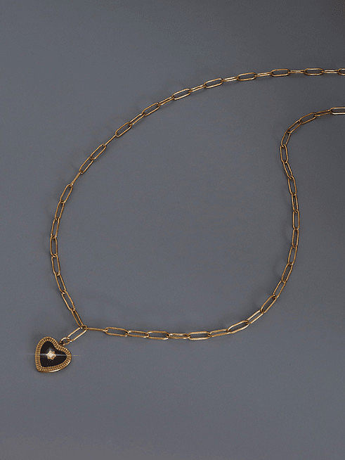 Collier minimaliste de coeur d'émail d'acier inoxydable du titane 316L avec e-enduit imperméable à l'eau