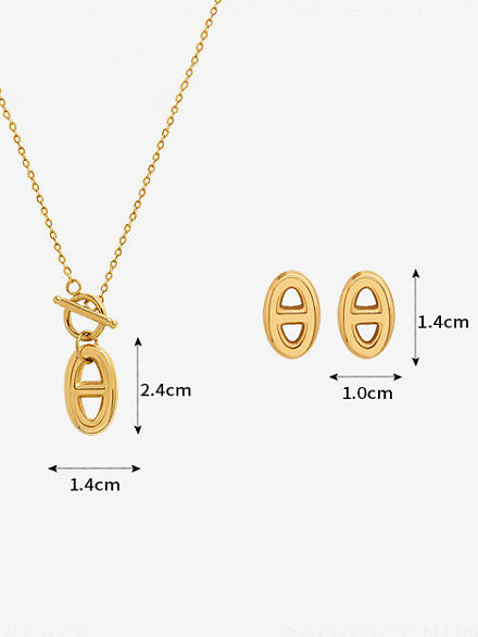Ensemble de boucles d'oreilles et de collier géométriques minimalistes en acier au titane