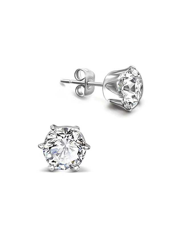 Titanium 316L Stainless Steel Cubic Zirconia Geometric Minimalist Stud Earring with e-coated waterproof