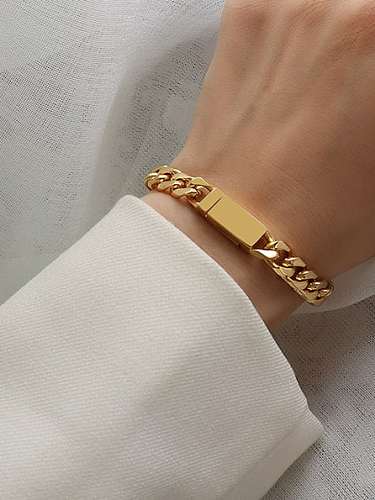 Titanium 316L Stainless Steel Geometric Chain Vintage Link Bracelet with e-coated waterproof
