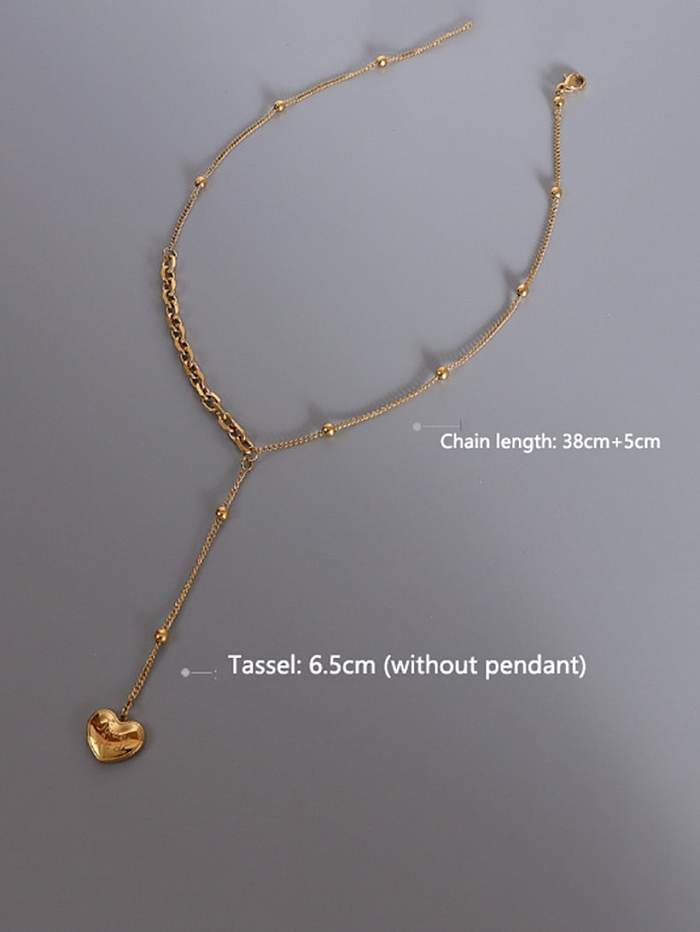 Titanium 316L Stainless Steel Tassel Minimalist Heart Lariat Necklace with e-coated waterproof