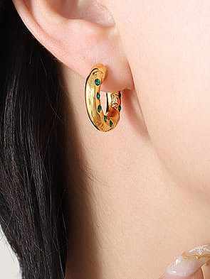 Boucles d'oreilles Huggie vintage géométriques avec strass en acier titane
