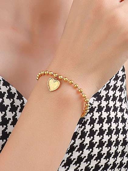 Titanium Steel Bead Heart Minimalist Beaded Bracelet