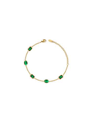 Titanium Steel Cubic Zirconia Green Geometric Vintage Bracelet