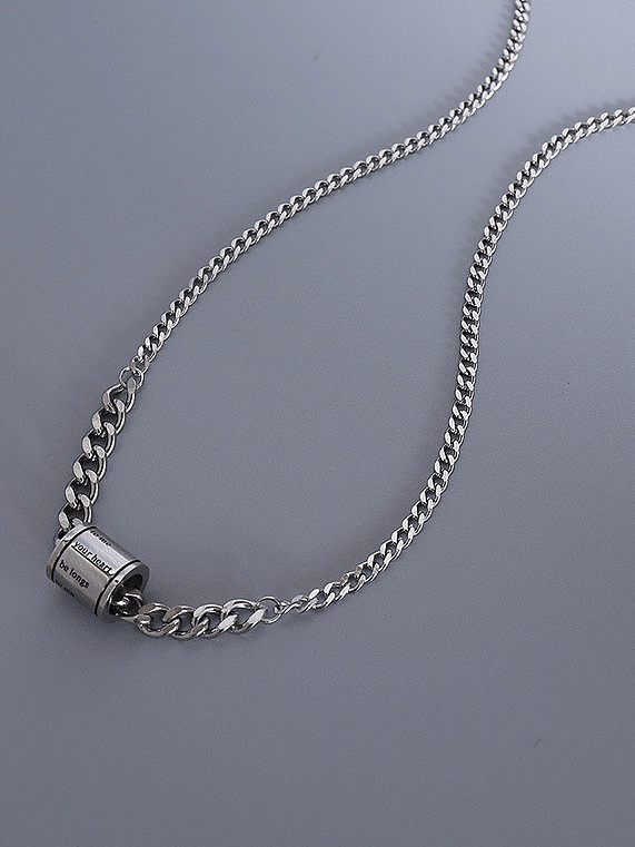Titanium 316L Stainless Steel Geometric Letter Vintage Necklace with e-coated waterproof
