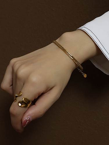 Titanium 316L Stainless Steel Geometric Vintage Link Bracelet with e-coated waterproof