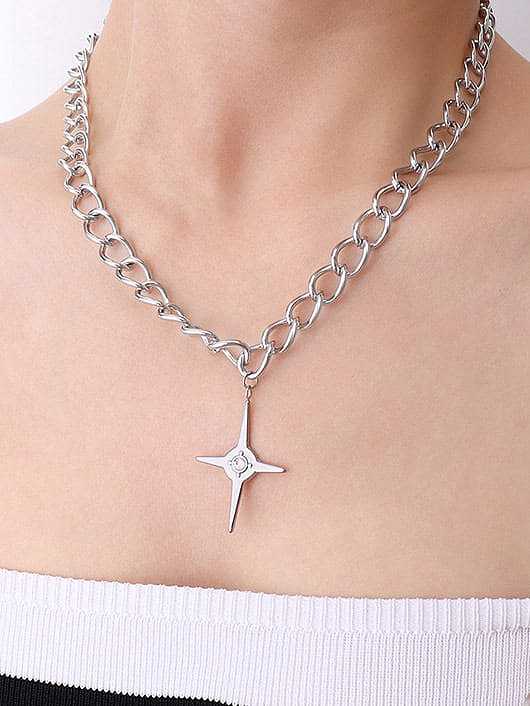 Titanium Steel Cross Vintage Hollow Chain Necklace