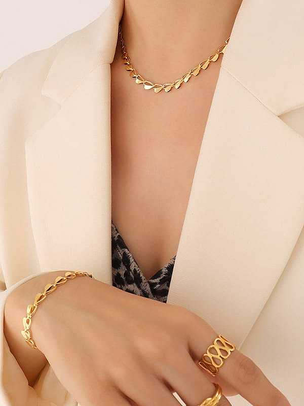 Conjunto de collar y pulsera de corazón minimalista de acero titanio