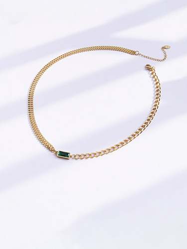 Ensemble bracelet et collier en pierre de verre géométrique minimaliste en acier au titane