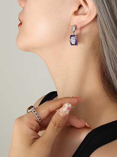 Titanium Steel Purple Geometric Dainty Stud Earring