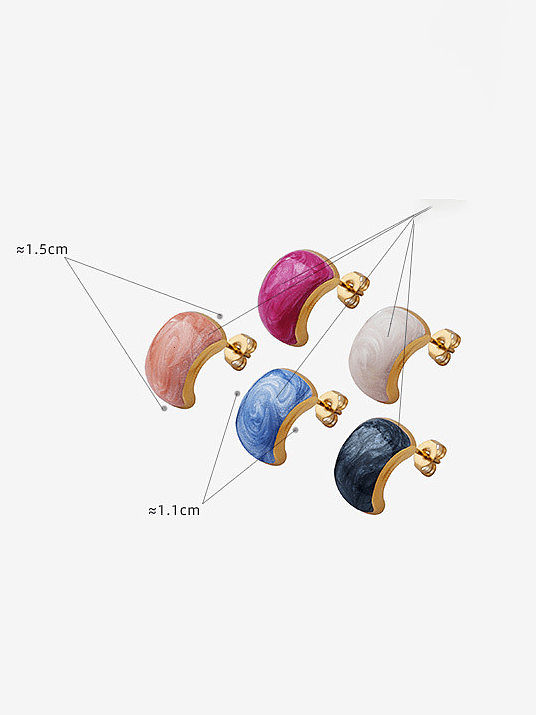 Boucles d'oreilles minimalistes géométriques en acier titane émaillé