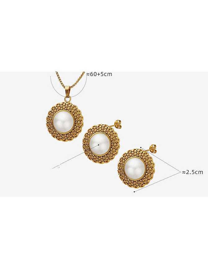 Vintage Flower Titanium Steel Imitation Pearl