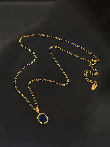 Geometrische Vintage-Halskette aus Titanstahl mit Zirkonia