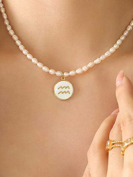 Titanium Steel Freshwater Pearl Constellation Vintage Necklace