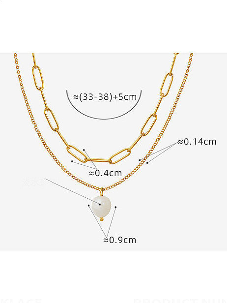 Titanium Steel Freshwater Pearl Geometric Minimalist Multi Strand Necklace