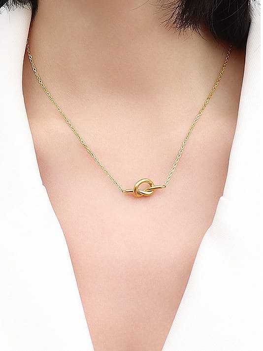 Titanium 316L Stainless Steel Knot Heart Minimalist Necklace with e-coated waterproof